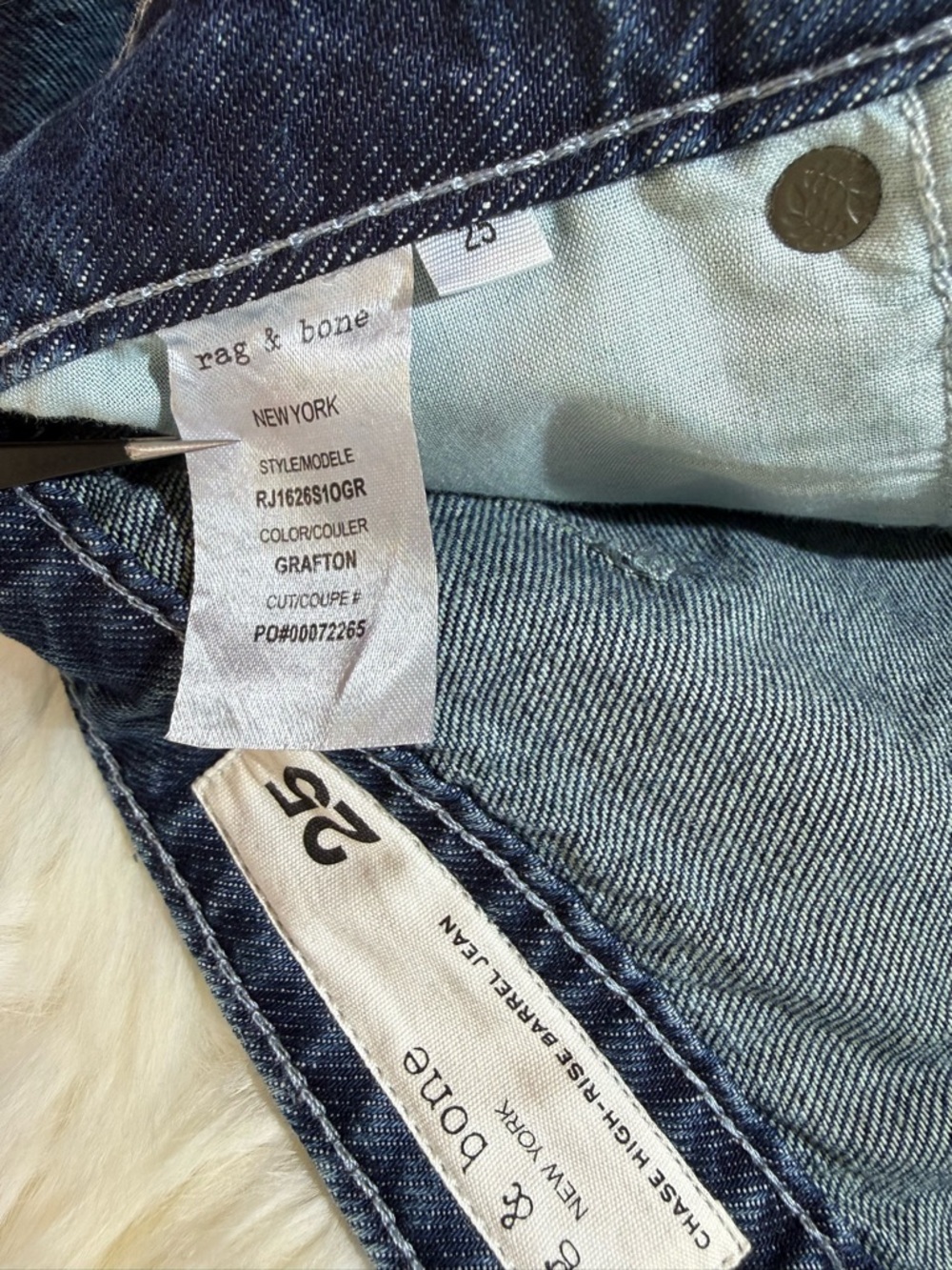 rag & bone Barrel Leg Dark Blue Denim Jeans - Picture 3 of 15